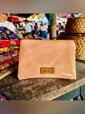 Consuela Vintage Diggi Pink Glitter Wristlet Pouch